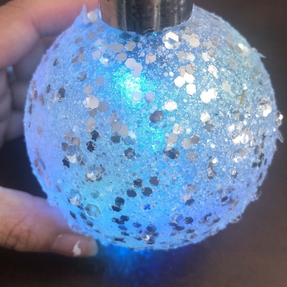 Glittery LED Holiday Ball Ornament - Picture 4 of 4